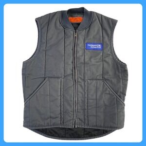 Red Kap Insulated Work Vest‎ Men's LARGE Gray Quilted Continental Airlines
